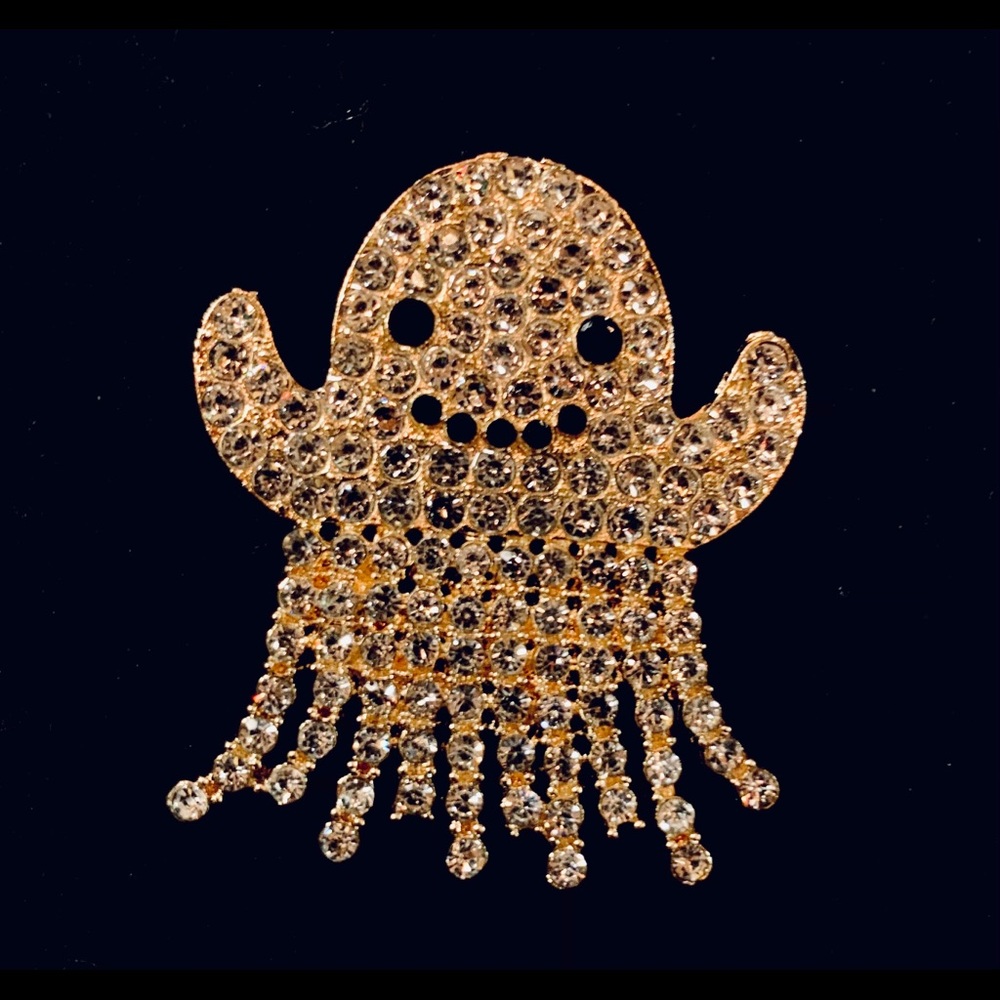 Rhinestone ghost brooch